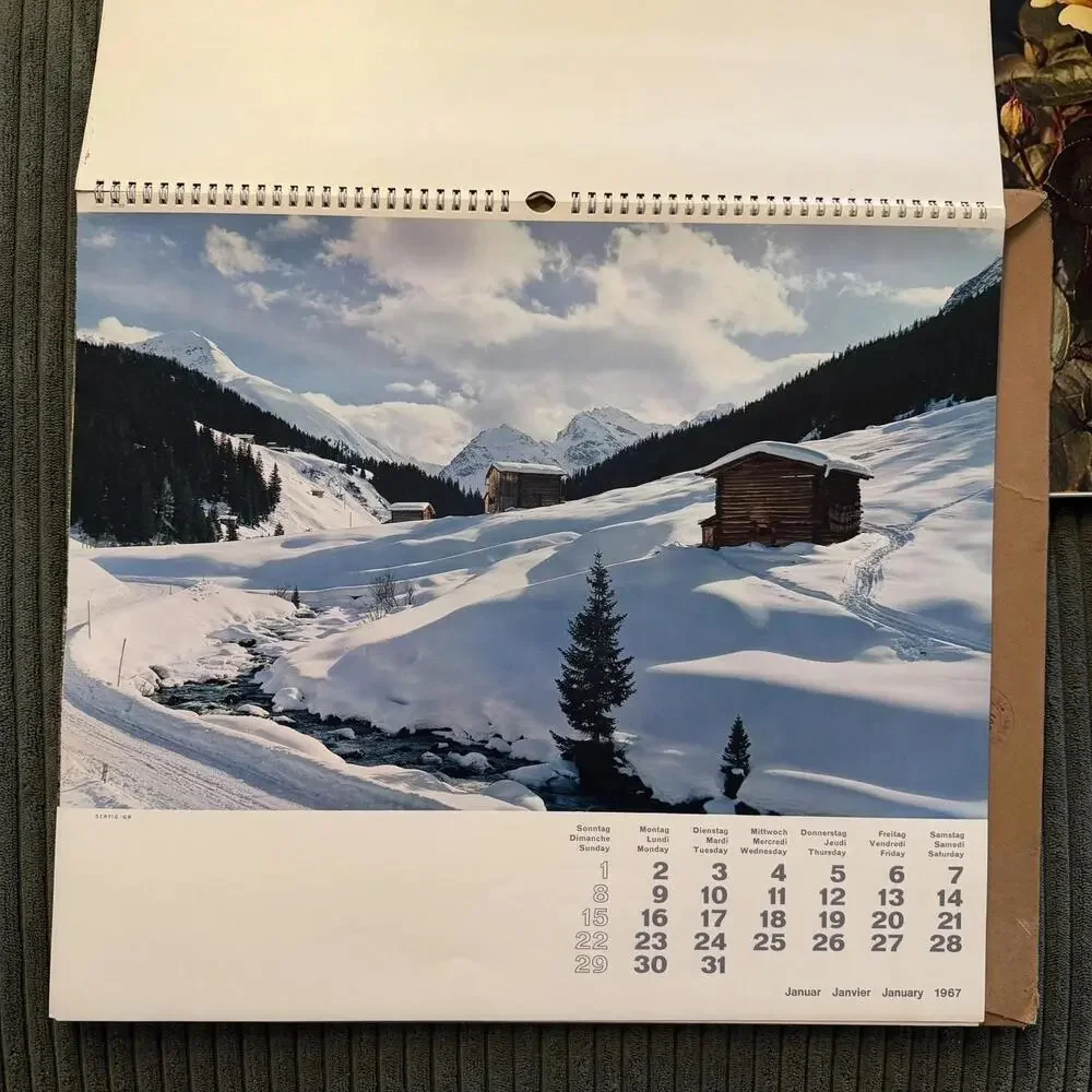 Swiss Alpine Pictorial Calendar Lot of 9 Switzerland Matterhorn Jungfrau 1960’s